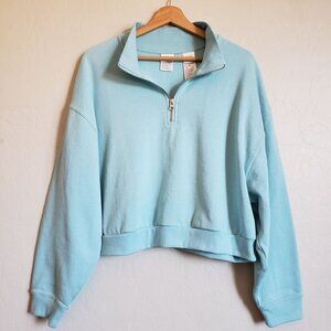 Levi's Cosmo 1/4 Zip Cropped Sweater Sweatshirt Porcelain Blue Size Women's 1X